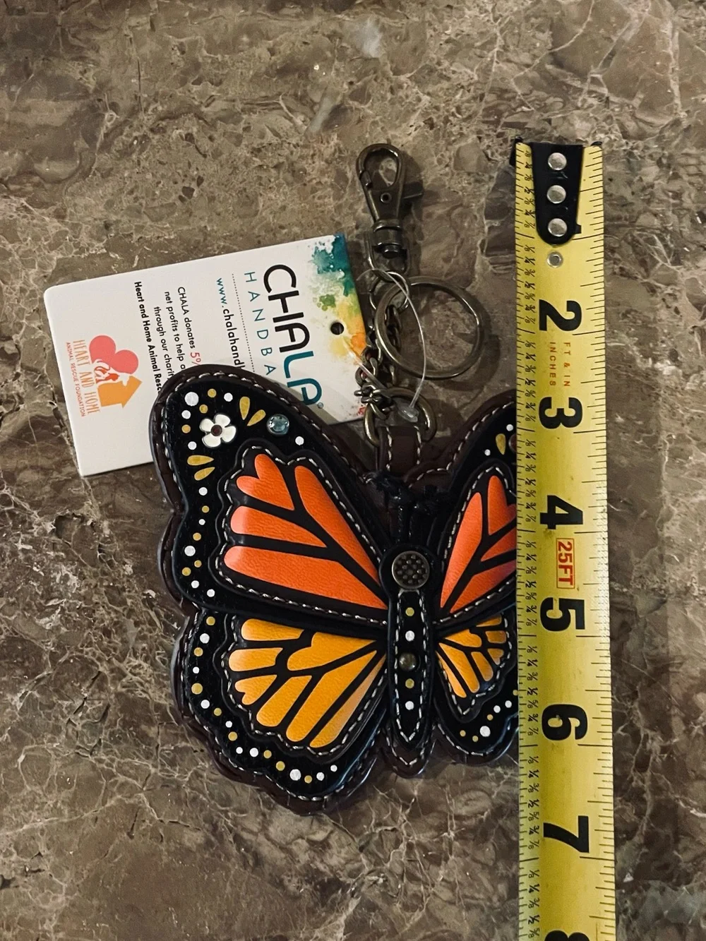 CHALA NWT Monarch Butterfly Key Fob Coin Purse Keychain Bag Charm Accessory